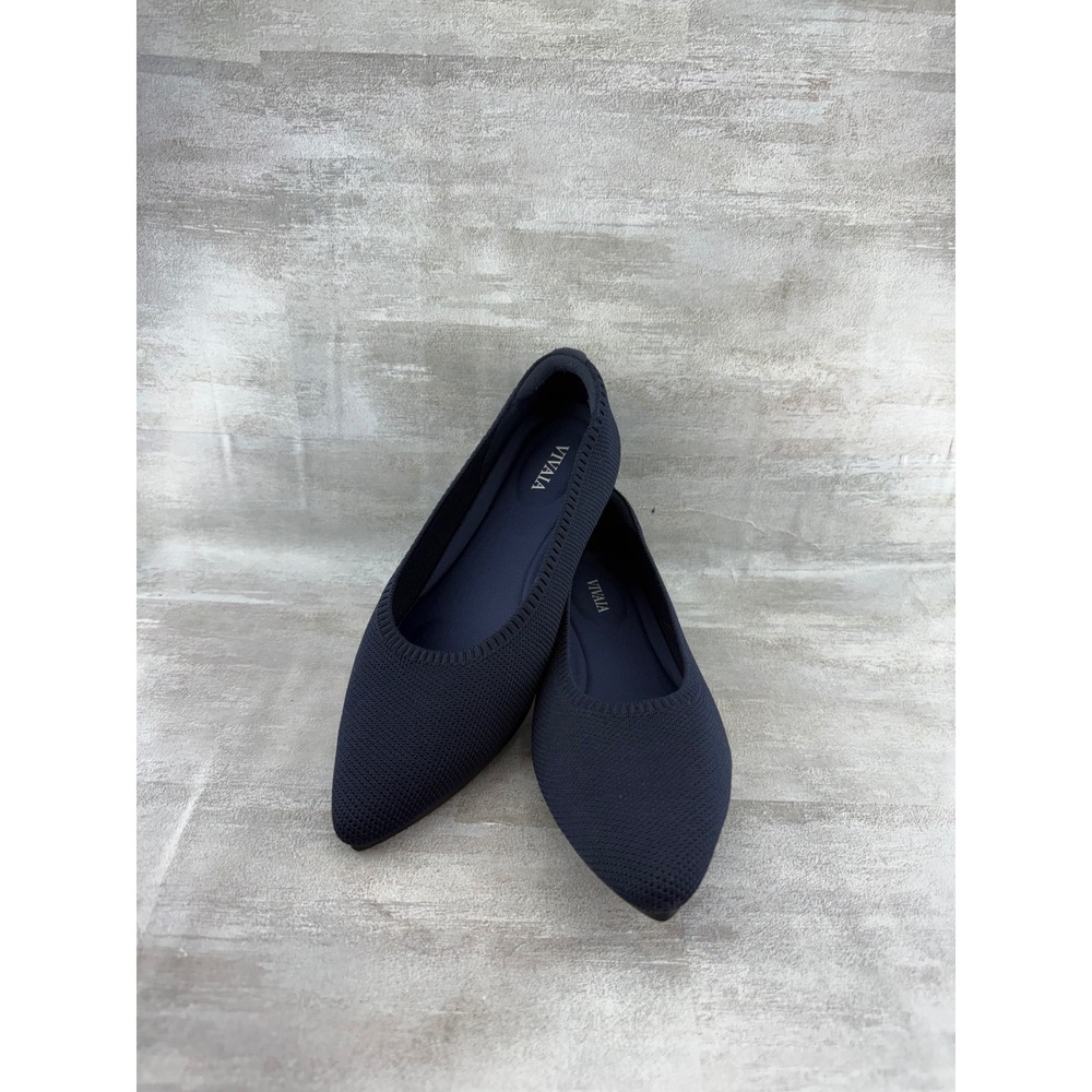 Vivaia Aria 5 Pointed Toe Navy Blue Knit Ballet Flats Women Size EU 36.5